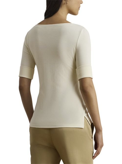 t-shirt donna panna con scollo a barca Ralph Lauren | 200654963036